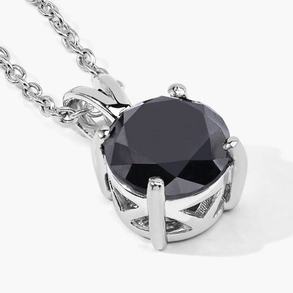 1.81 Cttw Round Black Diamond Rhodium over Silver Solitaire Pendant Necklace