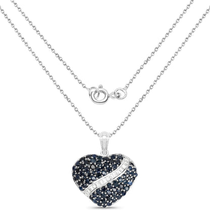 Genuine Blue Heart Sapphire Necklace
