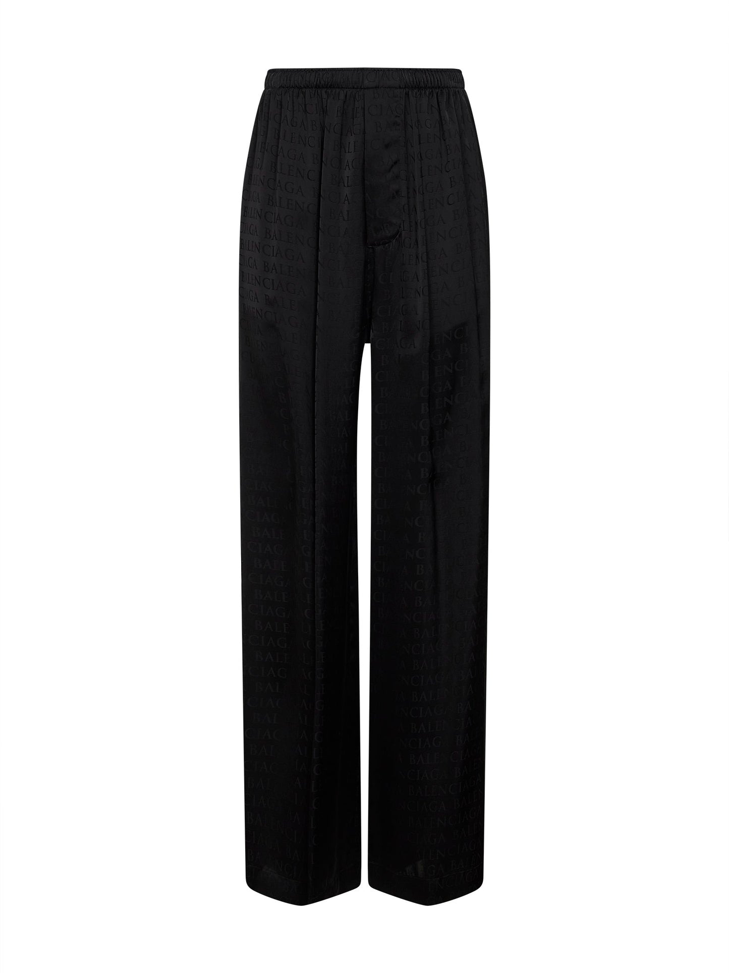 Black Jacquard Satin Pajama-Style Trousers