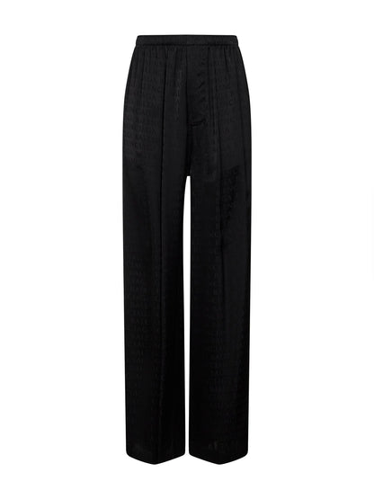Black Jacquard Satin Pajama-Style Trousers