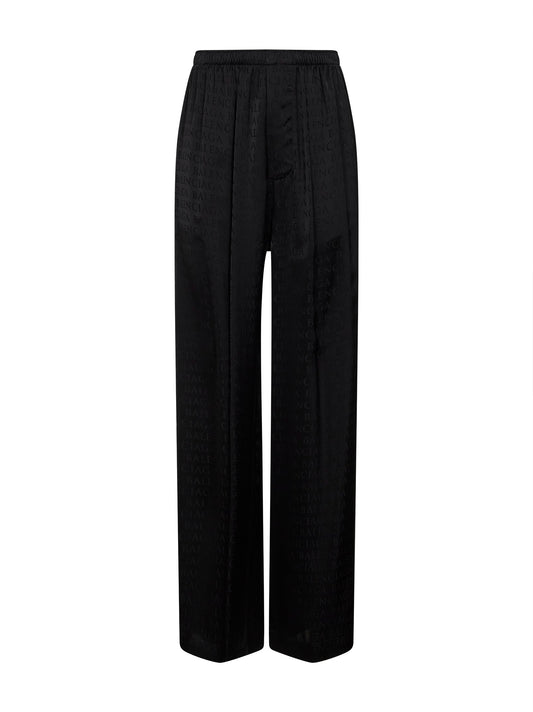 Black Jacquard Satin Pajama-Style Trousers