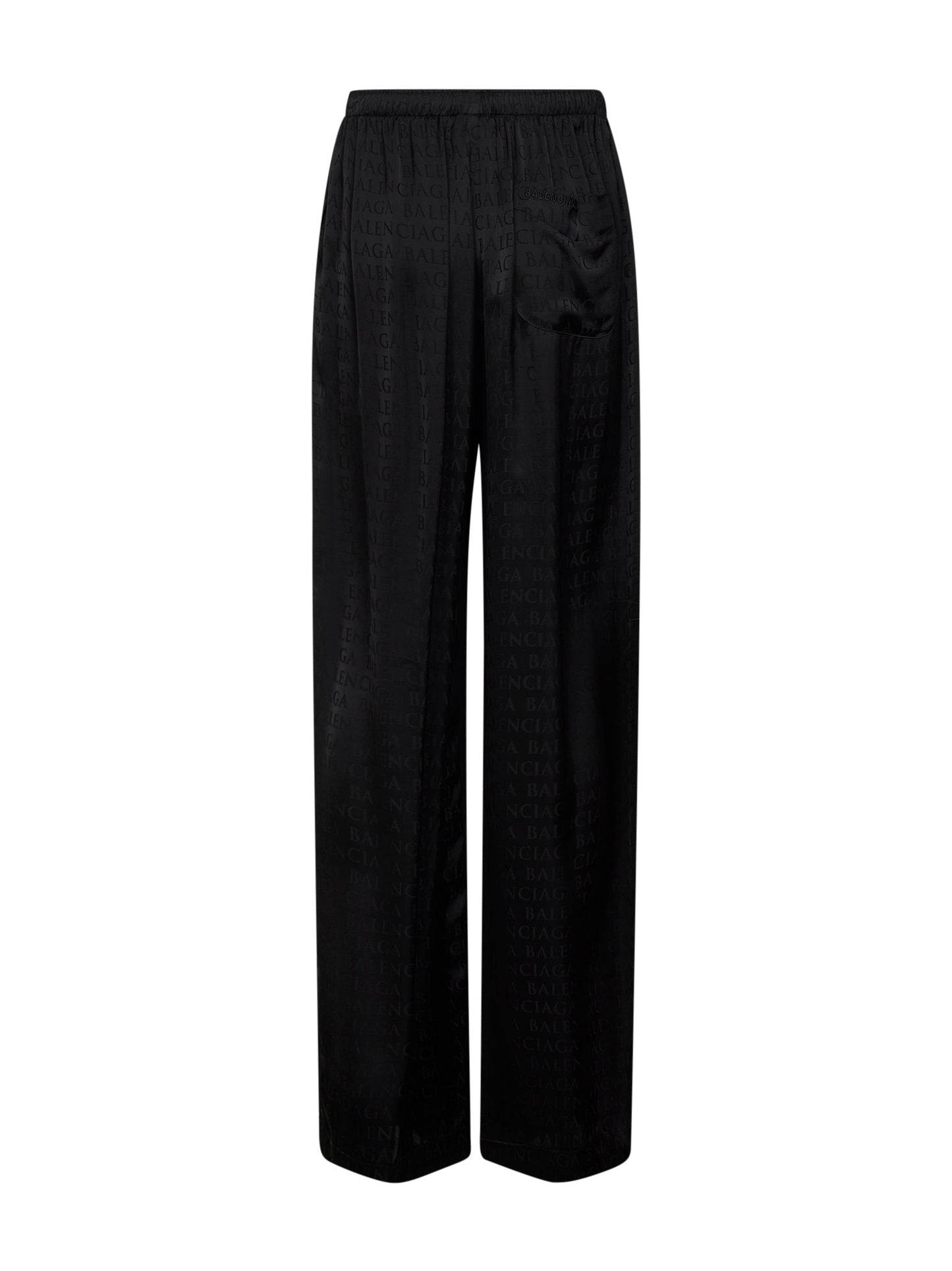 Black Jacquard Satin Pajama-Style Trousers