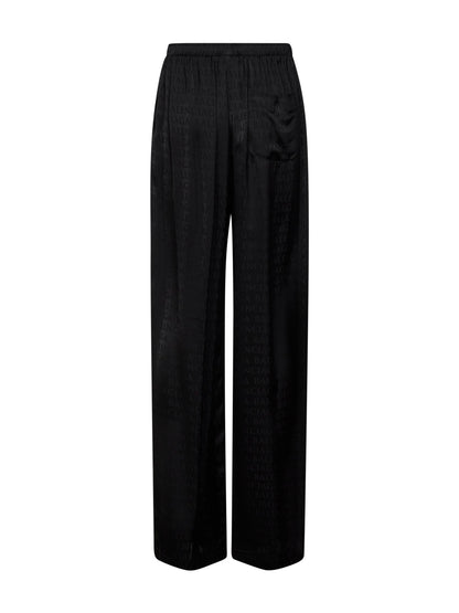 Black Jacquard Satin Pajama-Style Trousers