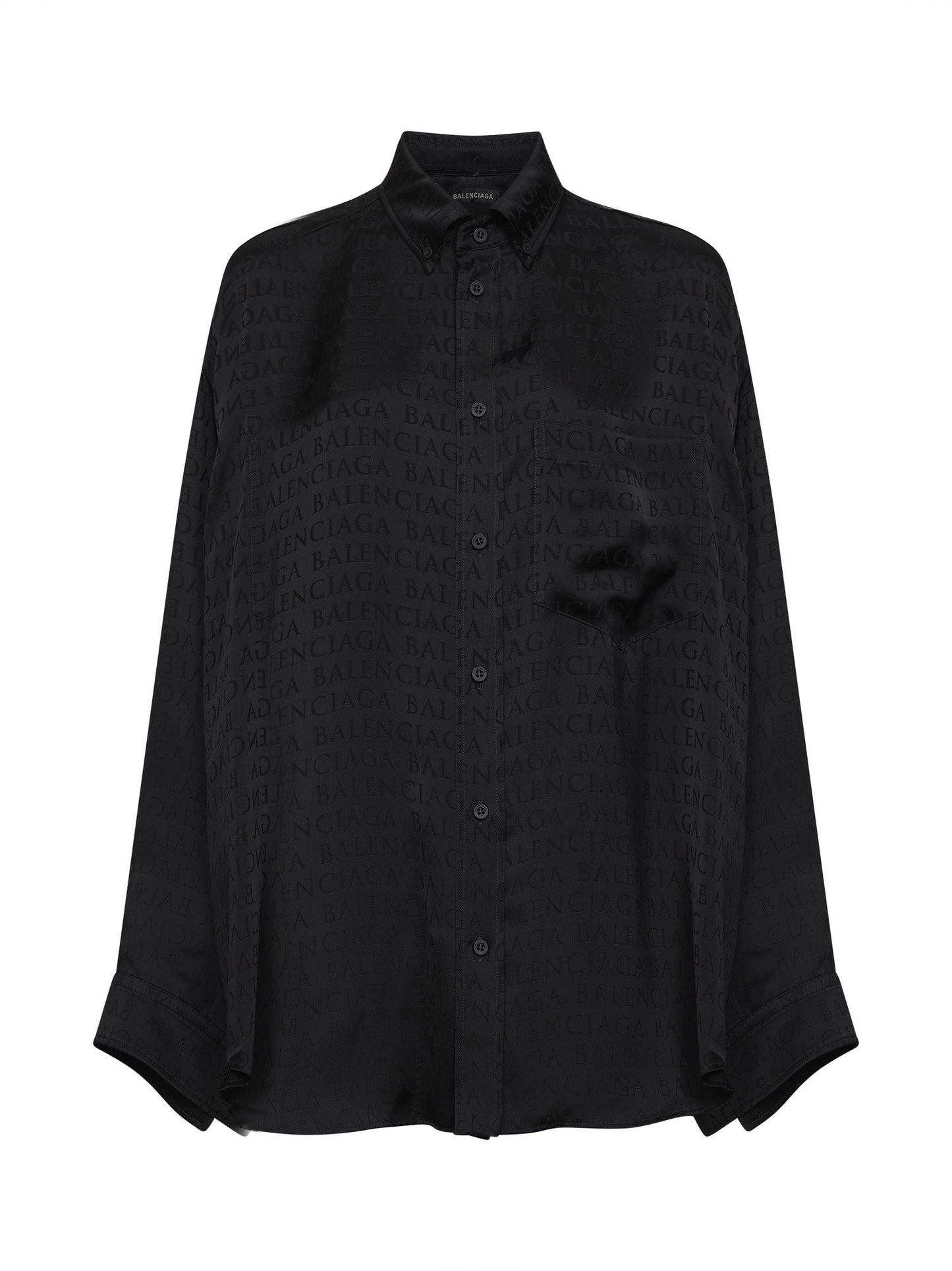 Black Jacquard Satin Cocoon Shirt