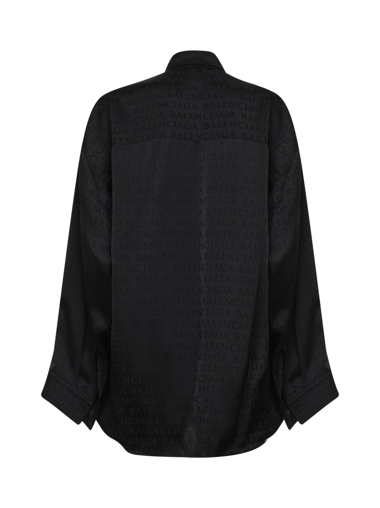 Black Jacquard Satin Cocoon Shirt