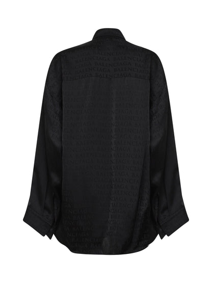Black Jacquard Satin Cocoon Shirt