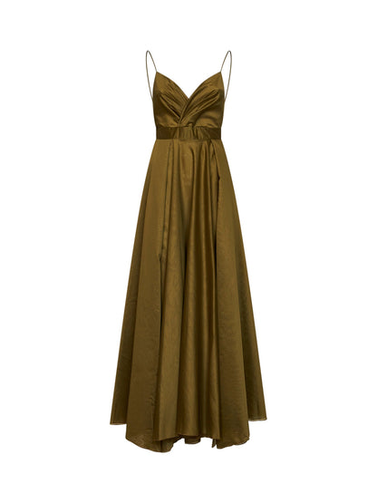 Long Lyocell Blend Dress in Green