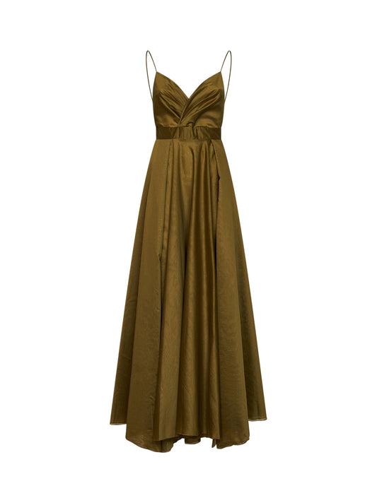 Long Lyocell Blend Dress in Green
