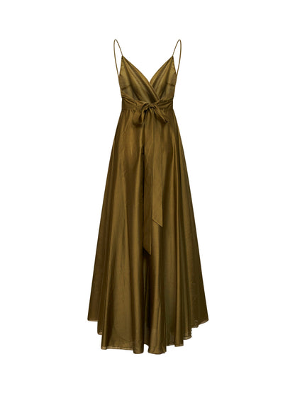 Long Lyocell Blend Dress in Green