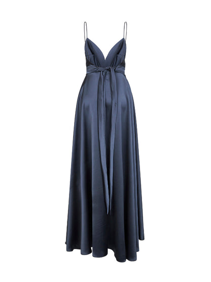 Long Dress Lead Grey Satin