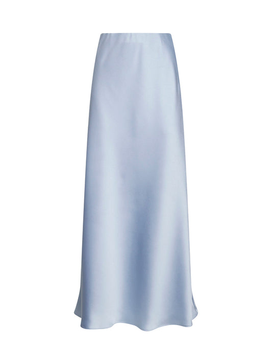 Powder Blue Satin Long Bias Skirt