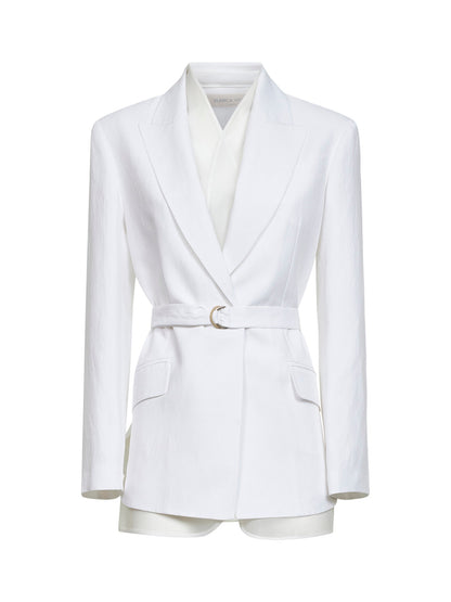 Belted Blazer Goody White Viscose/Linen