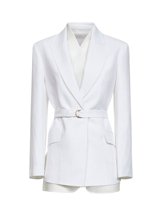 Belted Blazer Goody White Viscose/Linen
