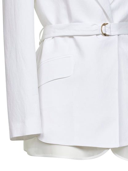 Belted Blazer Goody White Viscose/Linen