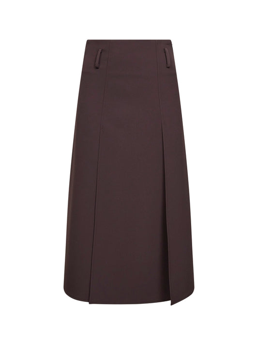 Dark Brown Jersey Paneled Midi Skirt