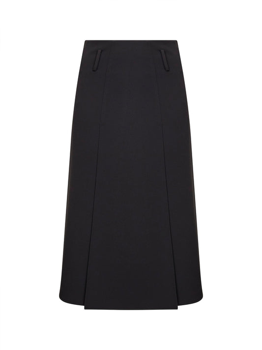 Black Jersey Paneled Midi Skirt