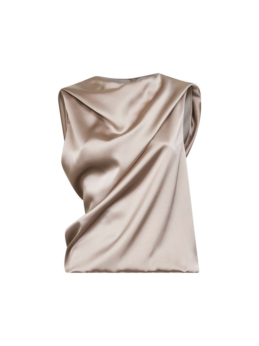 Draped Top Chalk Satin