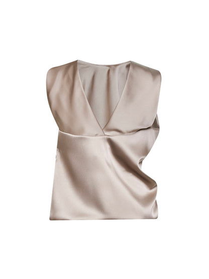 Draped Top Chalk Satin