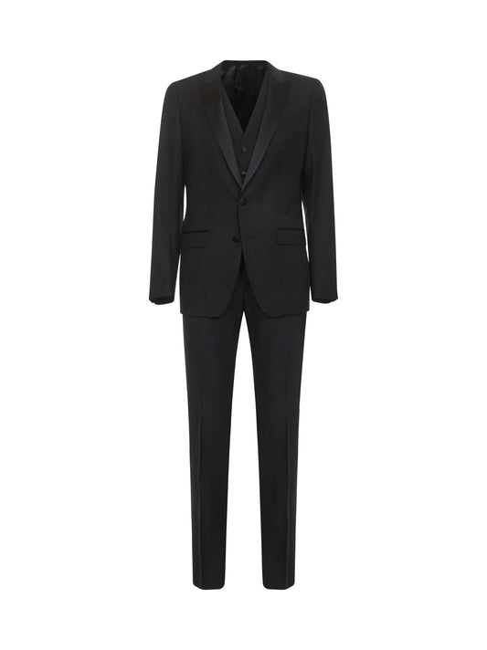 Tuxedo Suit Martini Black Wool-Silk