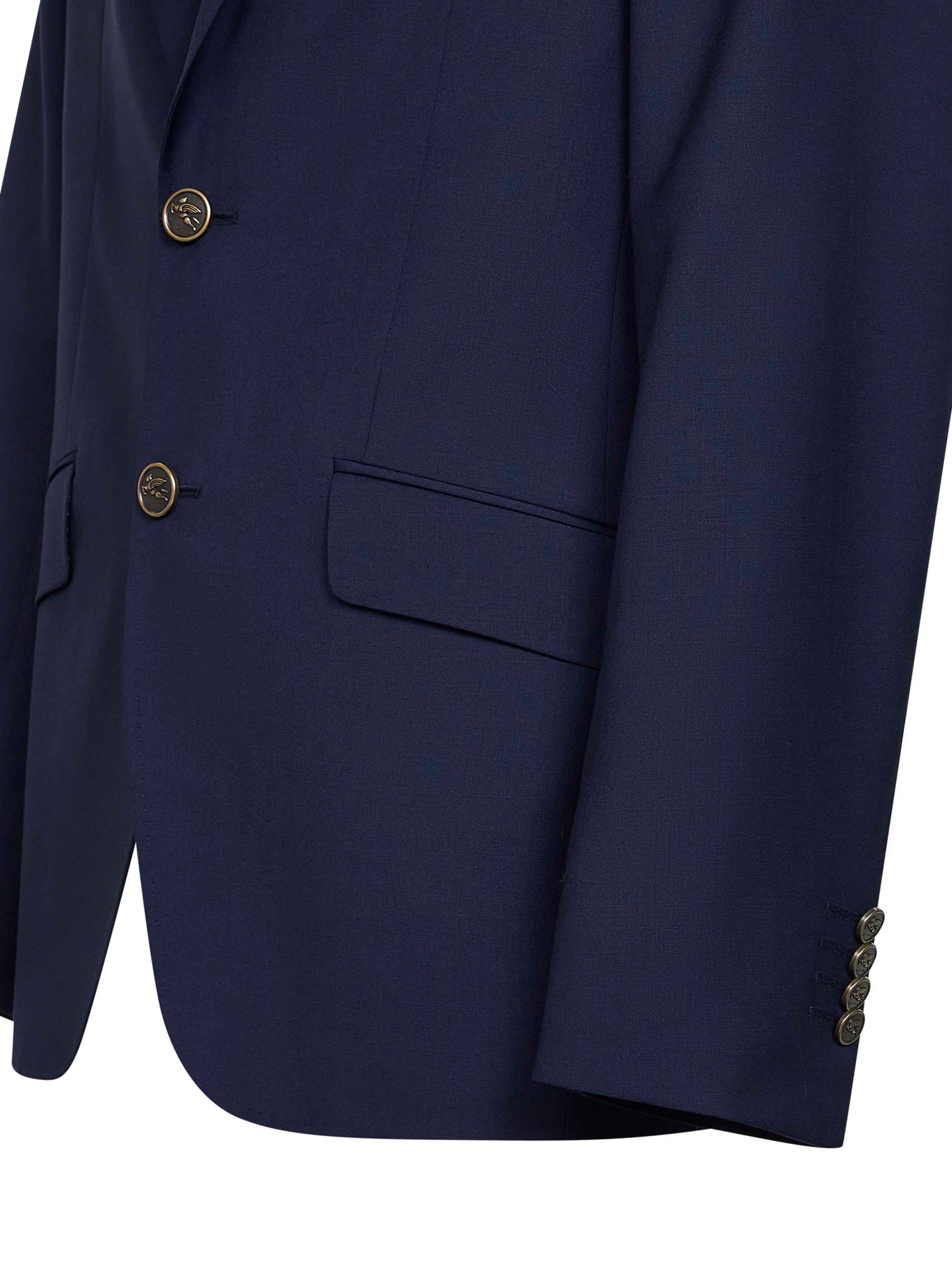 Blue Wool Single-Breasted Jacket