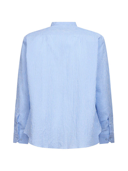 Light Blue Striped Seersucker Cotton Logo Shirt
