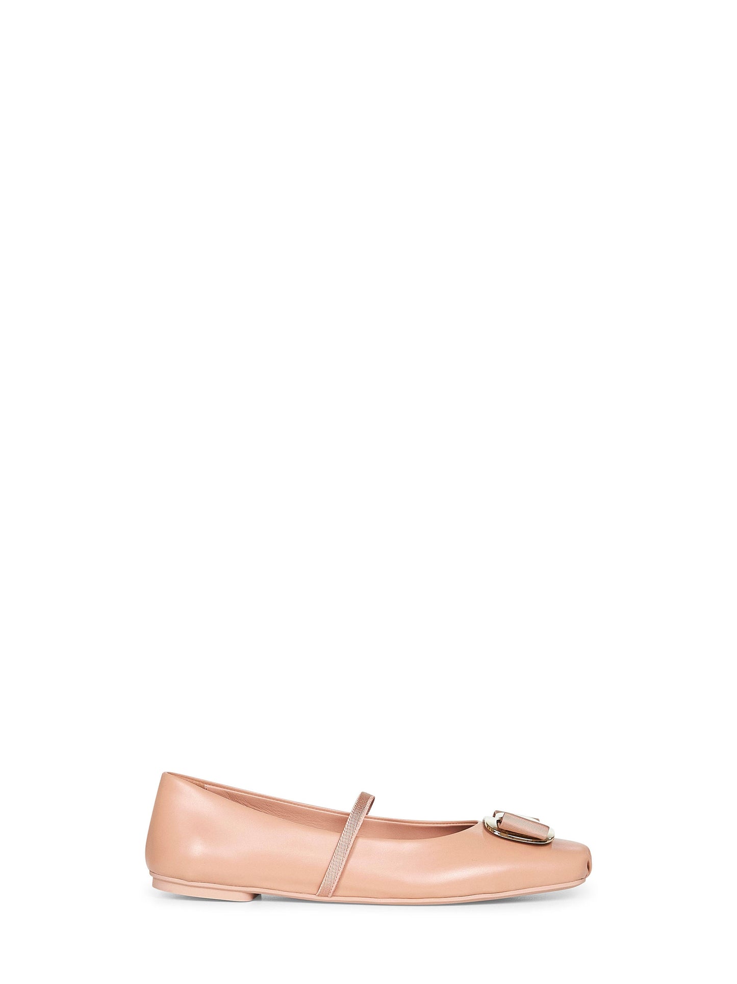 New Vara Plate Ballet Flats in Nude Nappa Leather