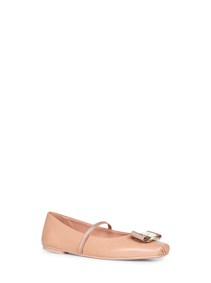 New Vara Plate Ballet Flats in Nude Nappa Leather