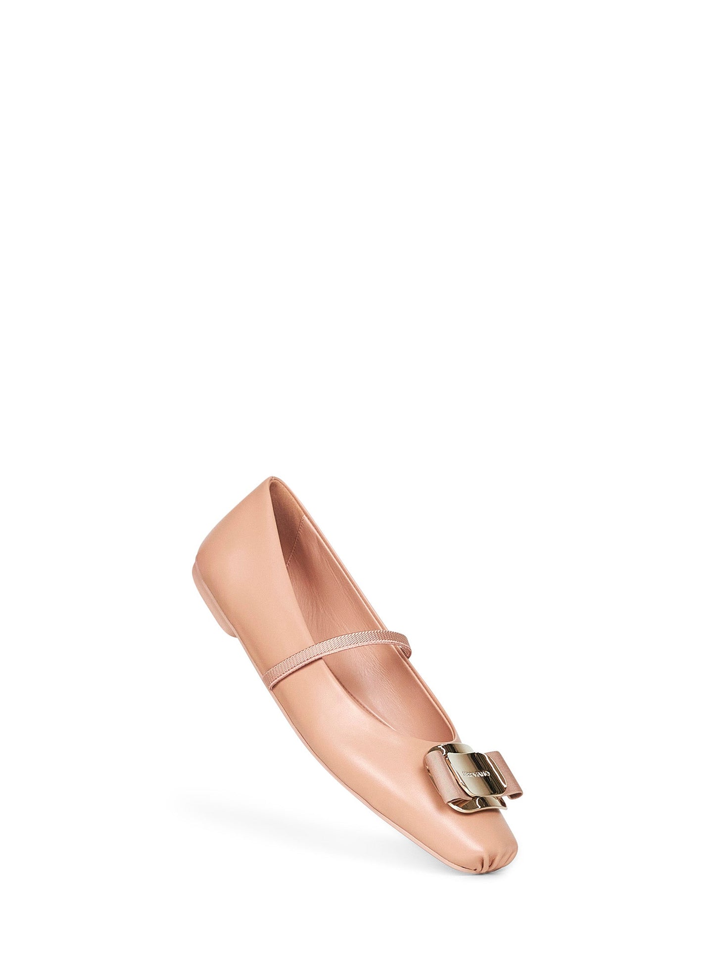 New Vara Plate Ballet Flats in Nude Nappa Leather