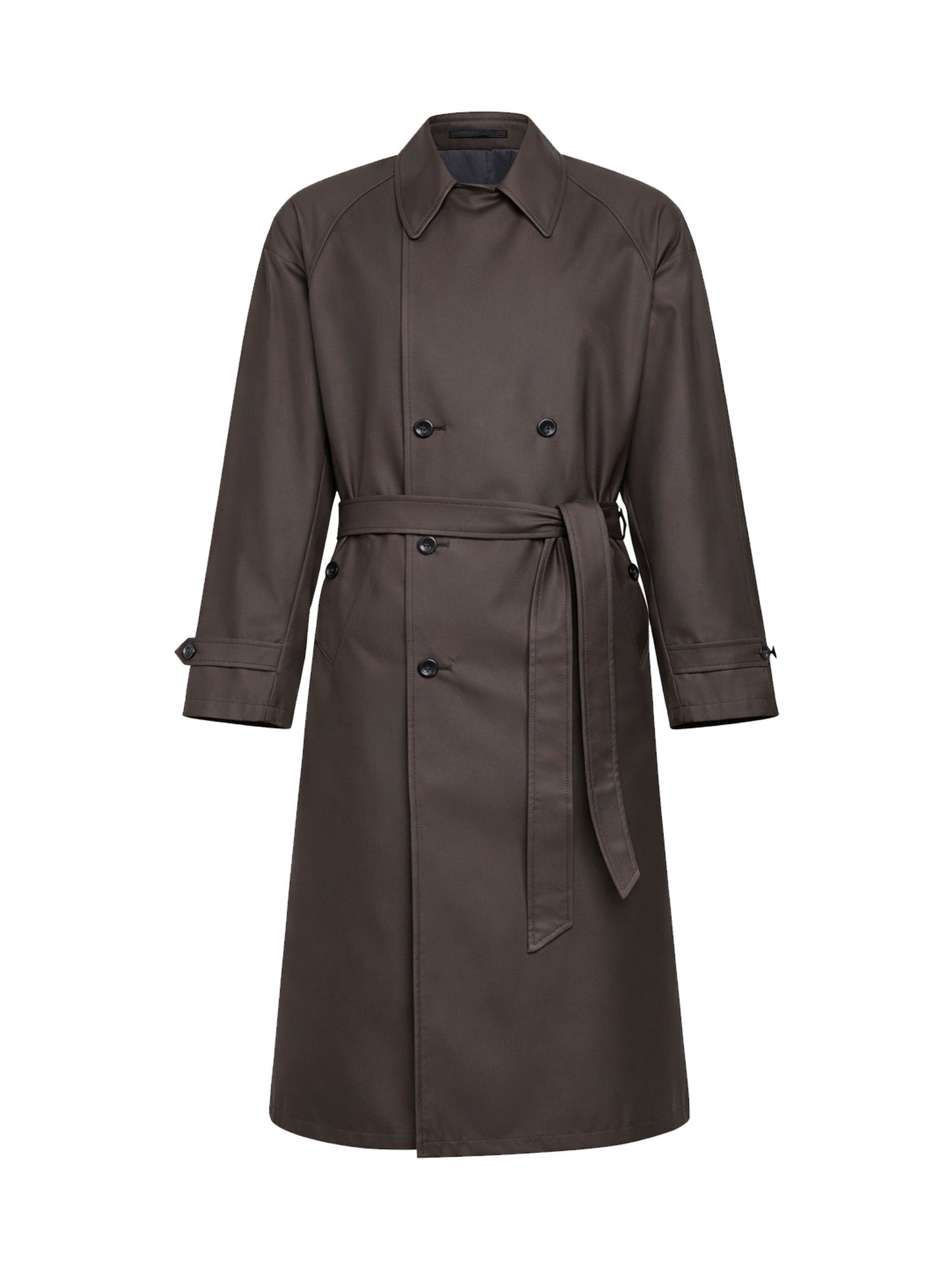 Trench Coat Silk-Blend Twill Brown