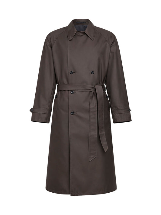Trench Coat Silk-Blend Twill Brown