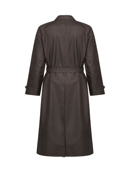 Trench Coat Silk-Blend Twill Brown
