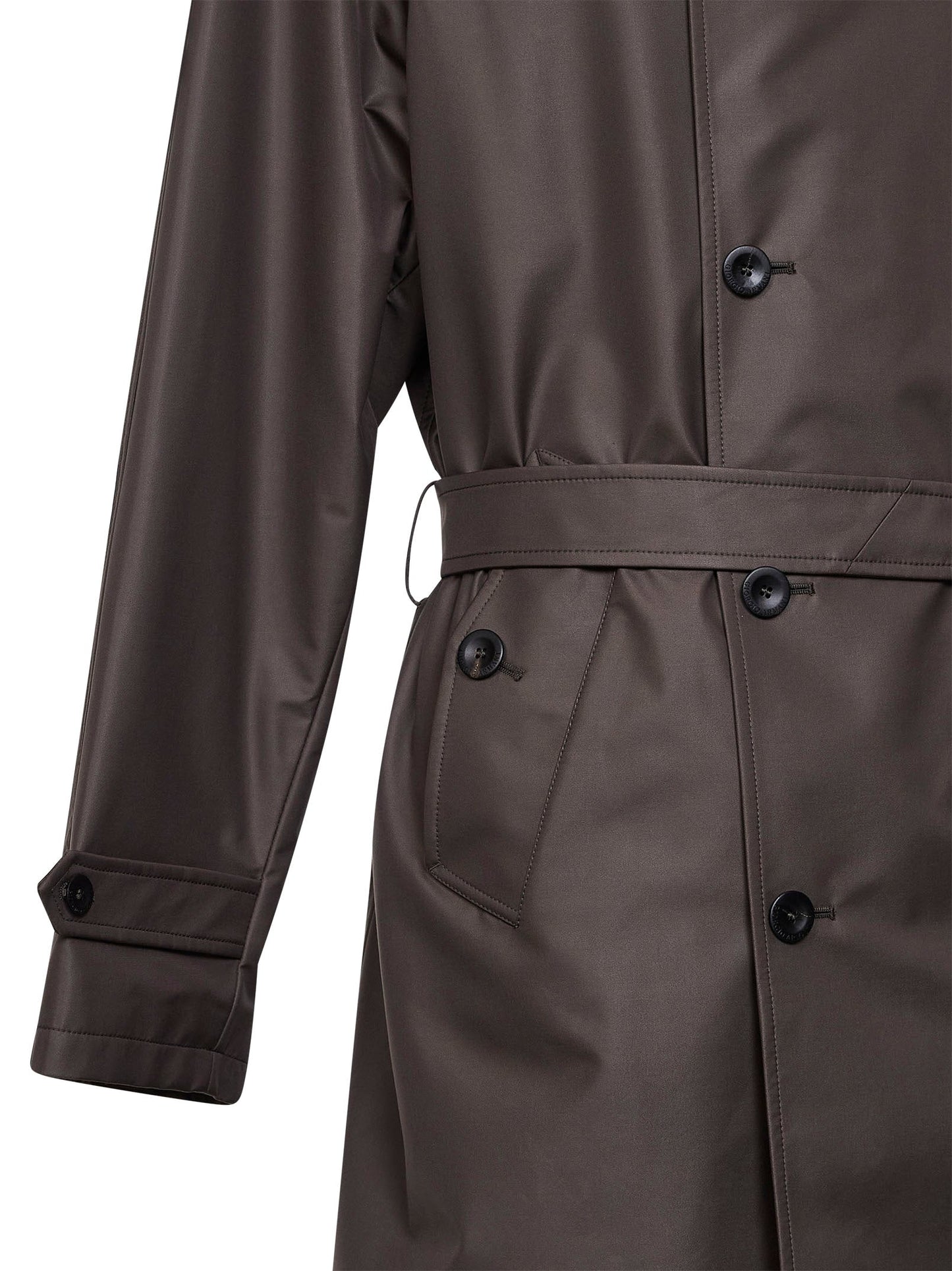 Trench Coat Silk-Blend Twill Brown