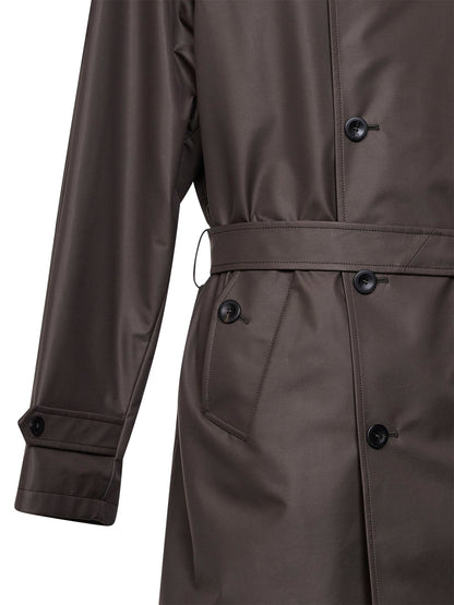 Trench Coat Silk-Blend Twill Brown