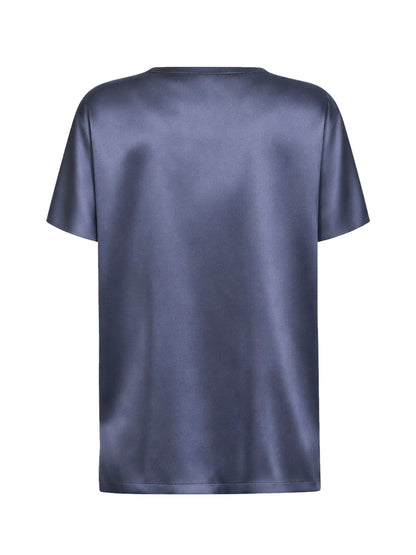 Silk Satin Blouse Light Blue