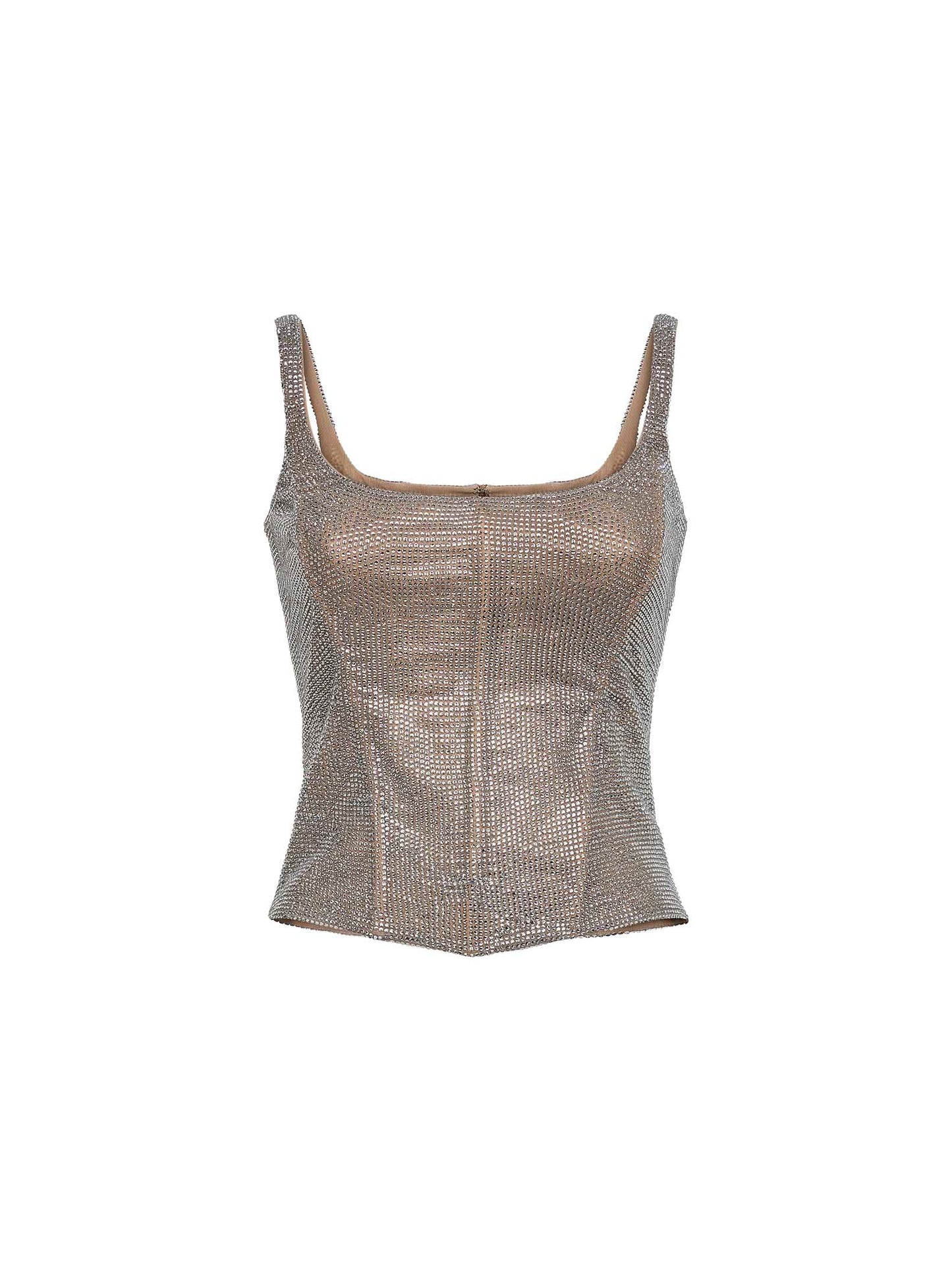 Silver Crystal Bustier Top