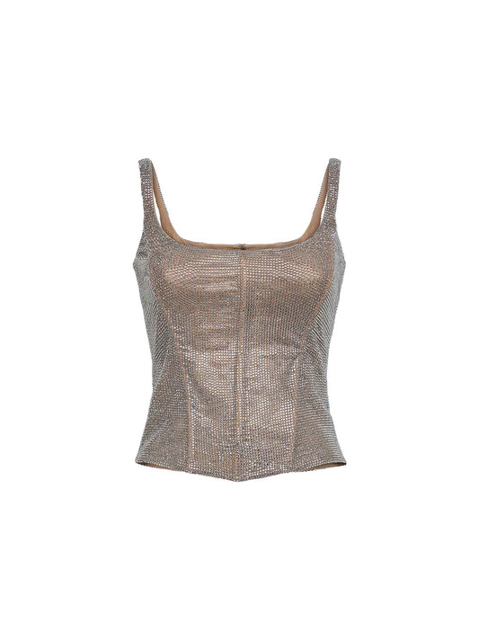 Silver Crystal Bustier Top