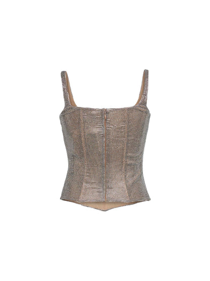 Silver Crystal Bustier Top