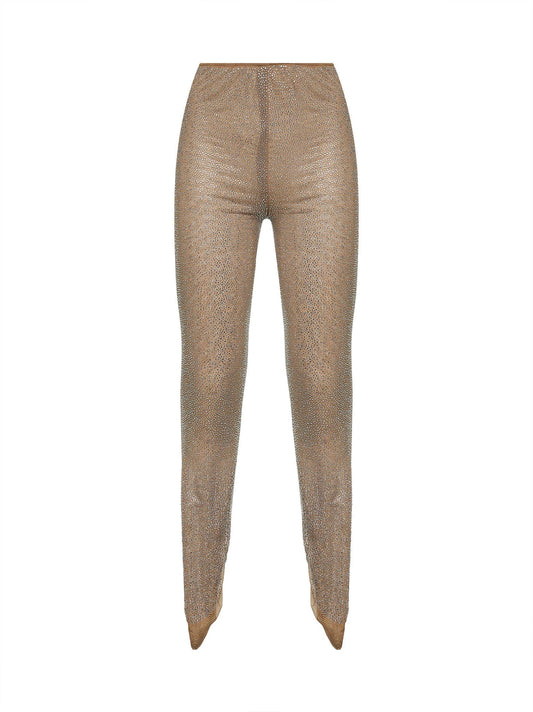 Leggings Crystal-Embellished Beige