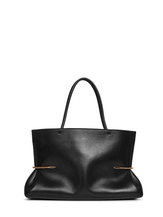 Black Pinch Squeezed Horizontal Tote Bag