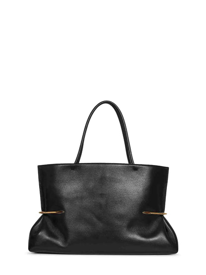 Black Pinch Squeezed Horizontal Tote Bag