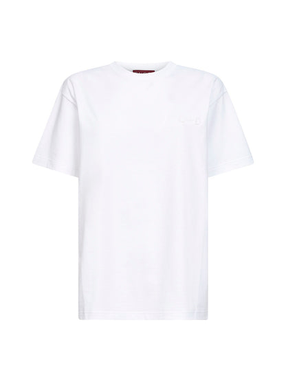 White Cotton Jersey Embroidered T-Shirt