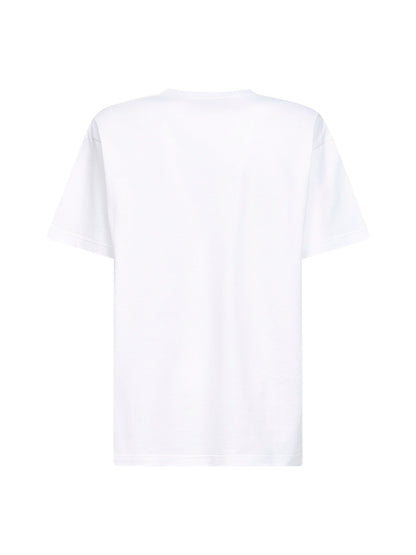 White Cotton Jersey Embroidered T-Shirt