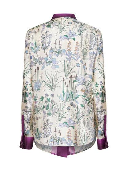 Ivory Printed Silk Twill Shirt