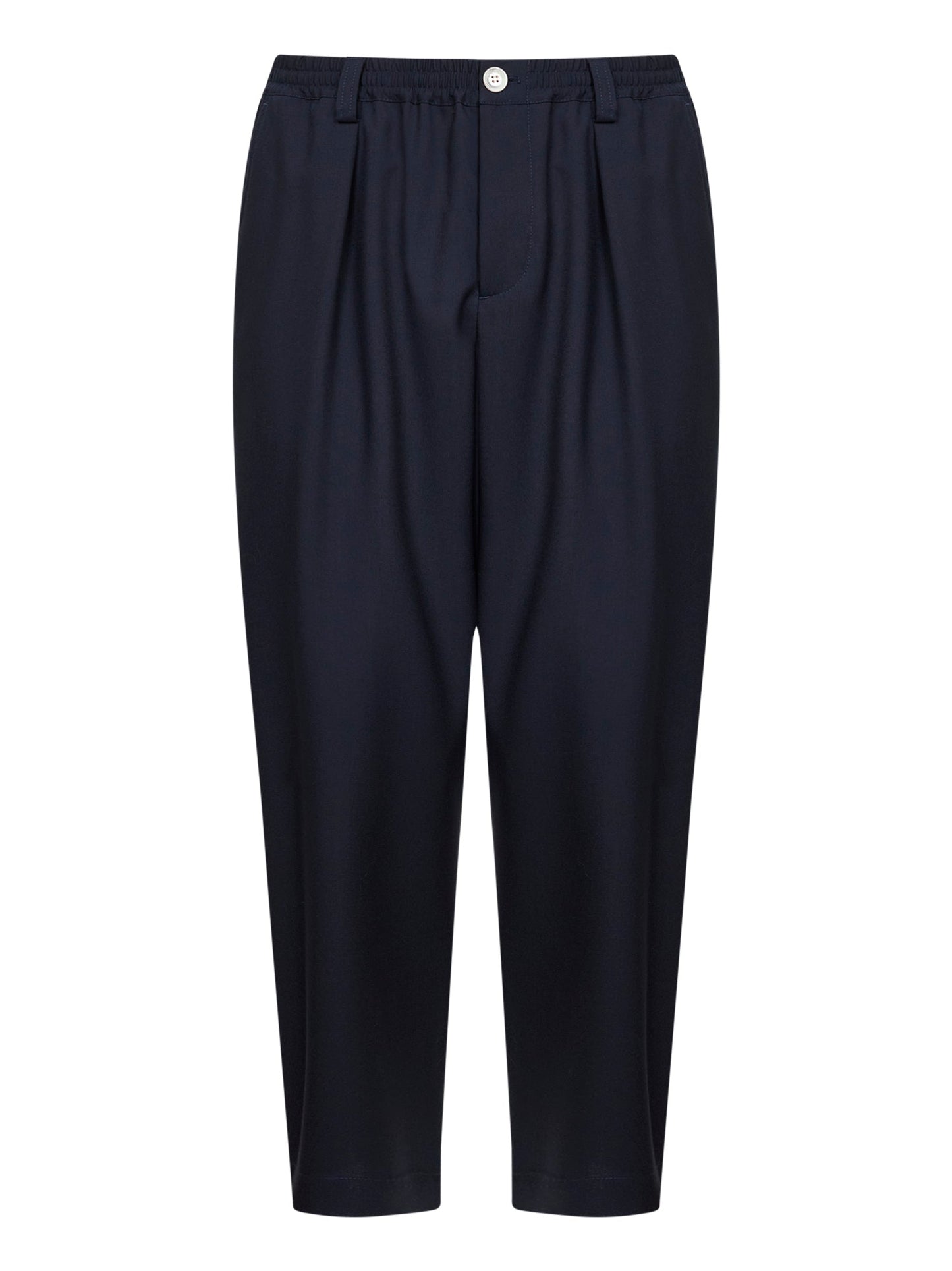 Blue Tropical Wool Cropped Trousers