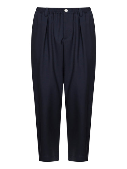 Blue Tropical Wool Cropped Trousers