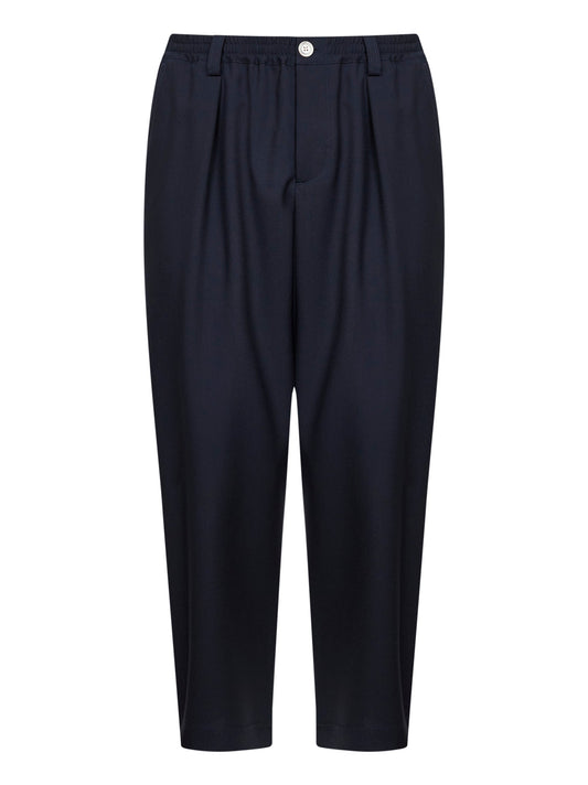 Blue Tropical Wool Cropped Trousers