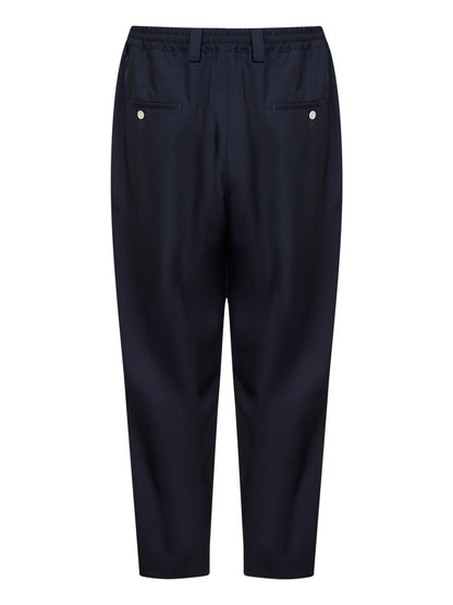 Blue Tropical Wool Cropped Trousers