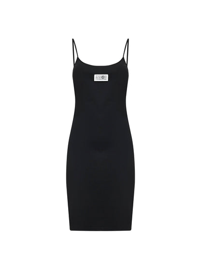 Mini Dress Belted Black Cotton