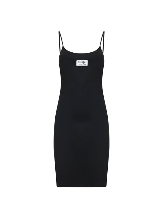 Mini Dress Belted Black Cotton