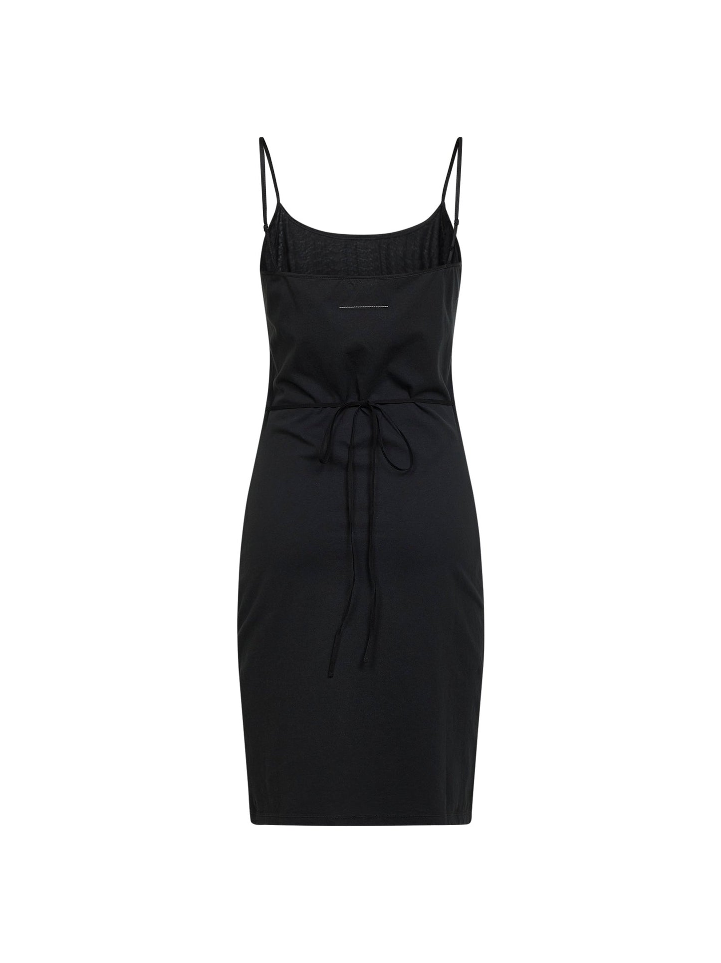 Mini Dress Belted Black Cotton